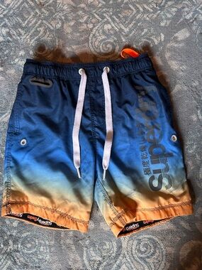 Superdry Men's Blue to Orange Gradient Swim Trunks - Medium